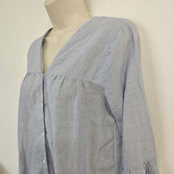 MADEWELL Veranda Bell Sleeve Striped Top Blue White Size XS - Picture 5 of 9